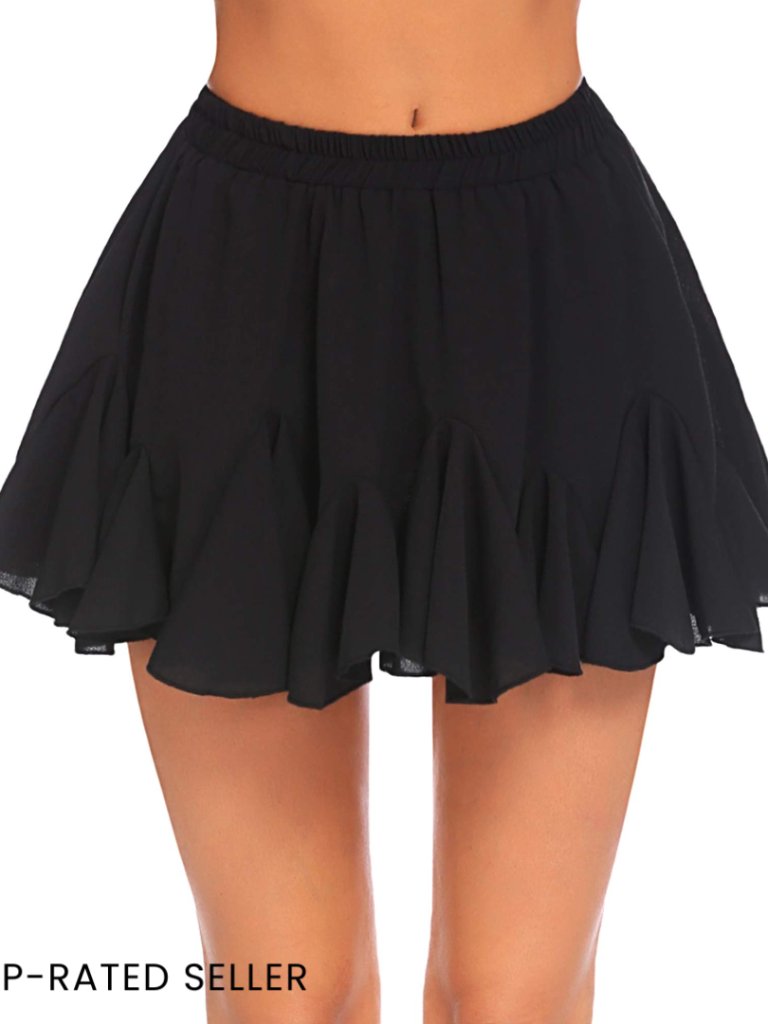 Pleated Skater Skirt High Waisted Ruffles Flared Mini Y2k Chic Casual